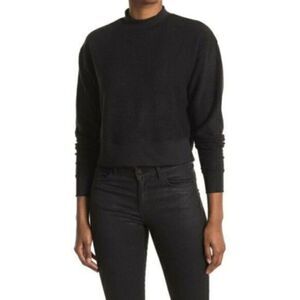 Abound Nordstrom Black Fleece Crop Mock Neck Sweatshirt Medium